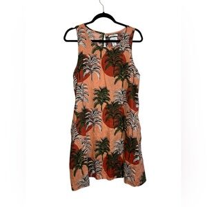 Nicole Miller Palm Tree Print Mini Dress - Orange and Black